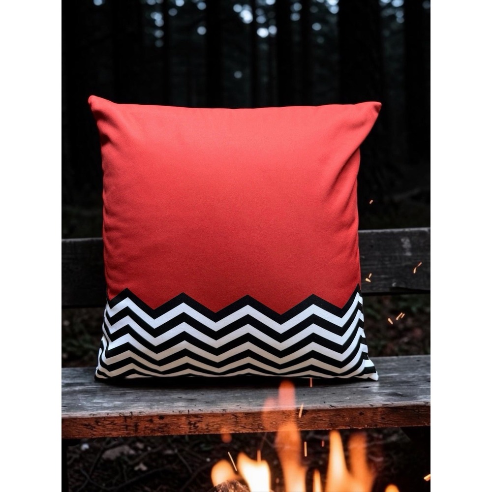 Twin Peaks Throw Pillow Red Room Black Lodge Chevron Decorative 16"